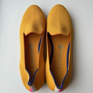 Rothy's Bright Yellow Flats with Blue Trim NEW size 9.5